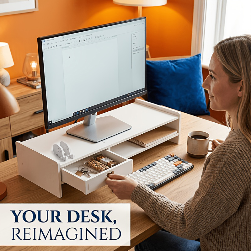 Desk Drawer Small - Suporte Minimalista Branco de PVC para