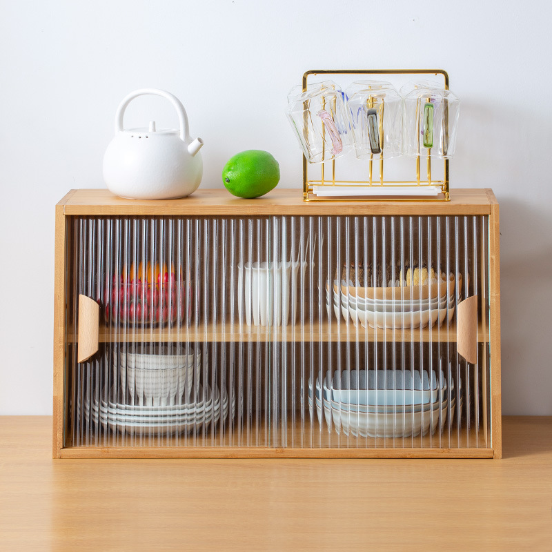 Desktop Organizer Bamboo - Armário de armazenamento de cozinha de