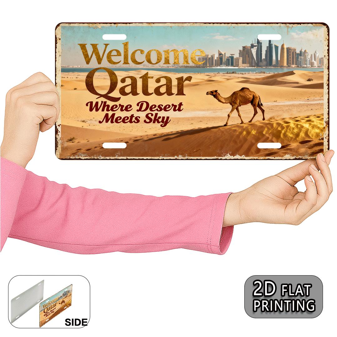 Home Office Qatar - Placa Decorativa de Metal Vintage Durável