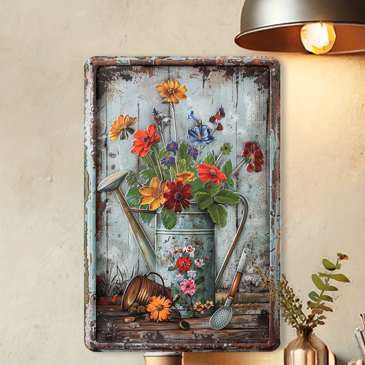 Home Office And Library - Placa de metal com estampa floral