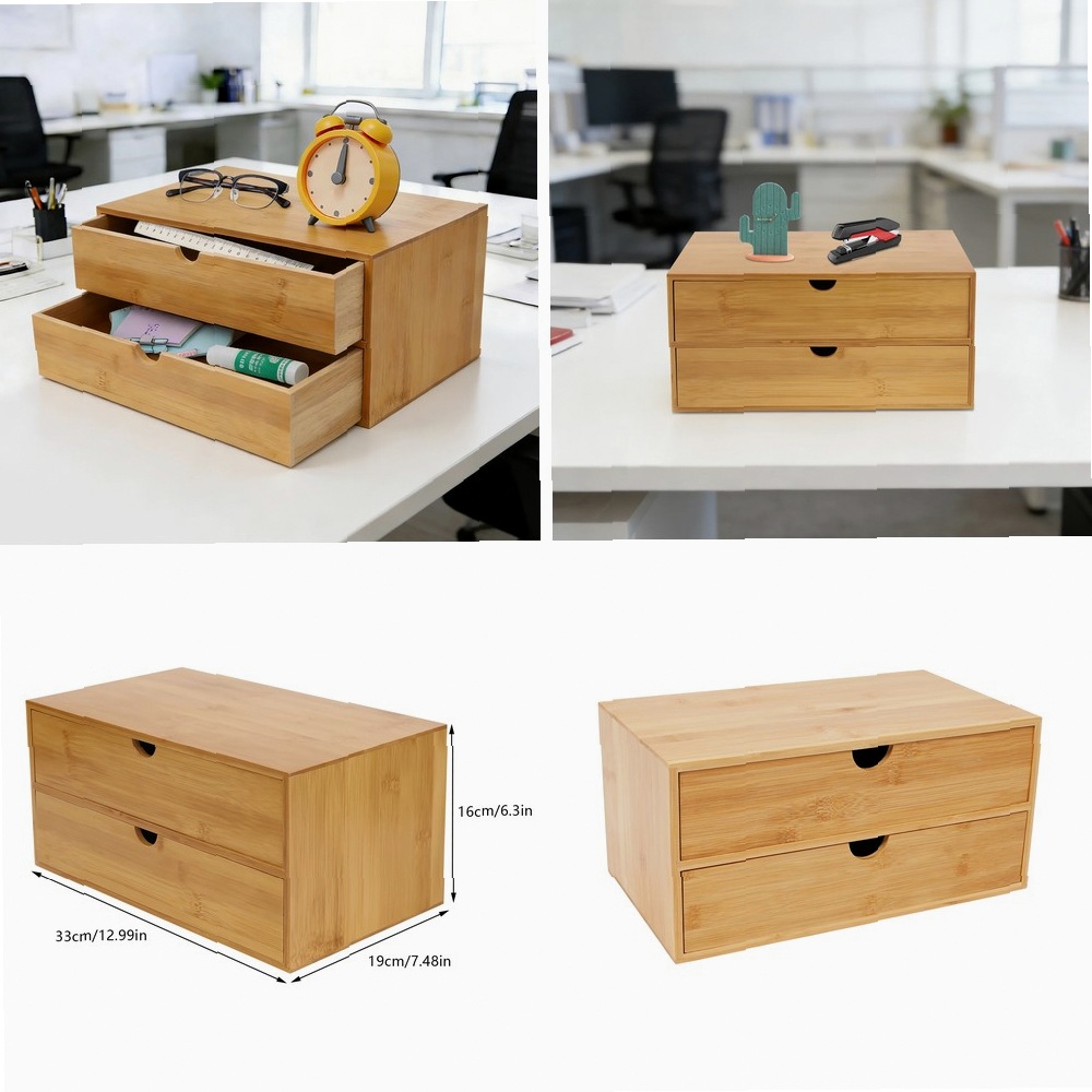 Desktop Organizer Bamboo - Organizador de Mesa, Caixa de Armazenamento