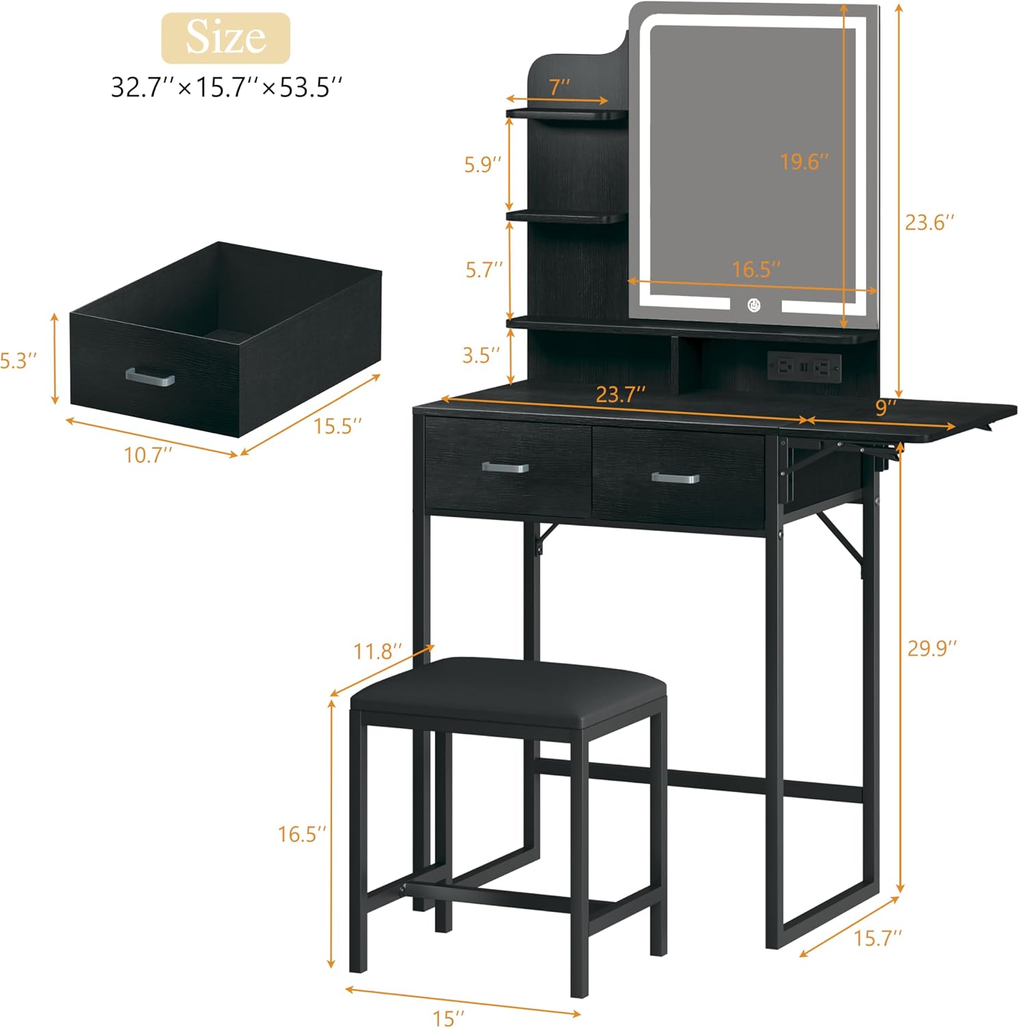 Mesa de Maquiagem com Espelho  - Desk Drawer Small avaliação e preço