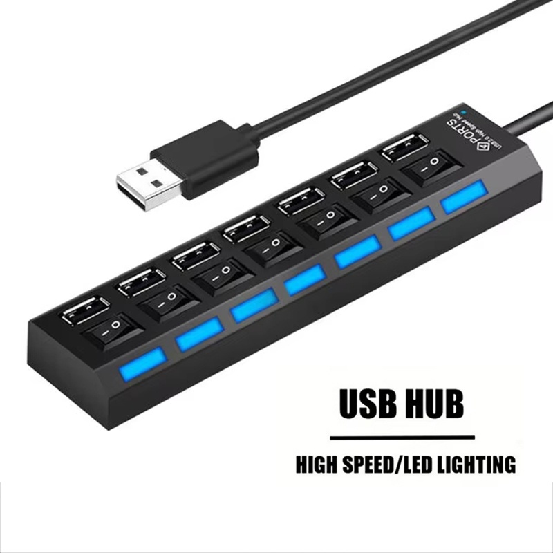 Hub USB 2.0 de 7 portas, divis - Home Office Laptop avaliação e preço