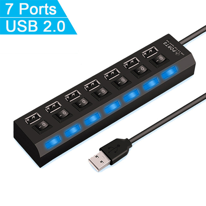 Hub USB 2.0 de 7 portas, divis - Home Office Laptop avaliação e preço