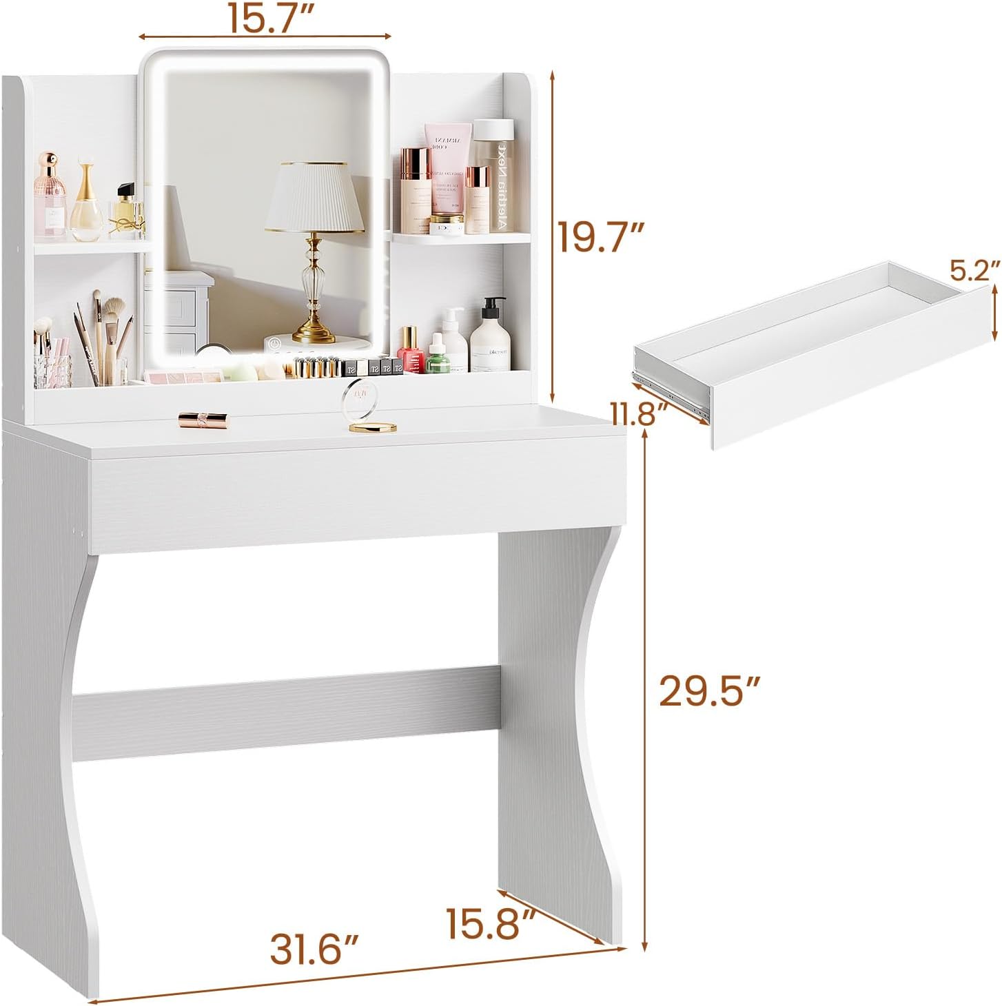 Mesa de Maquiagem Branca Peque - Desk Drawer Small avaliação e preço