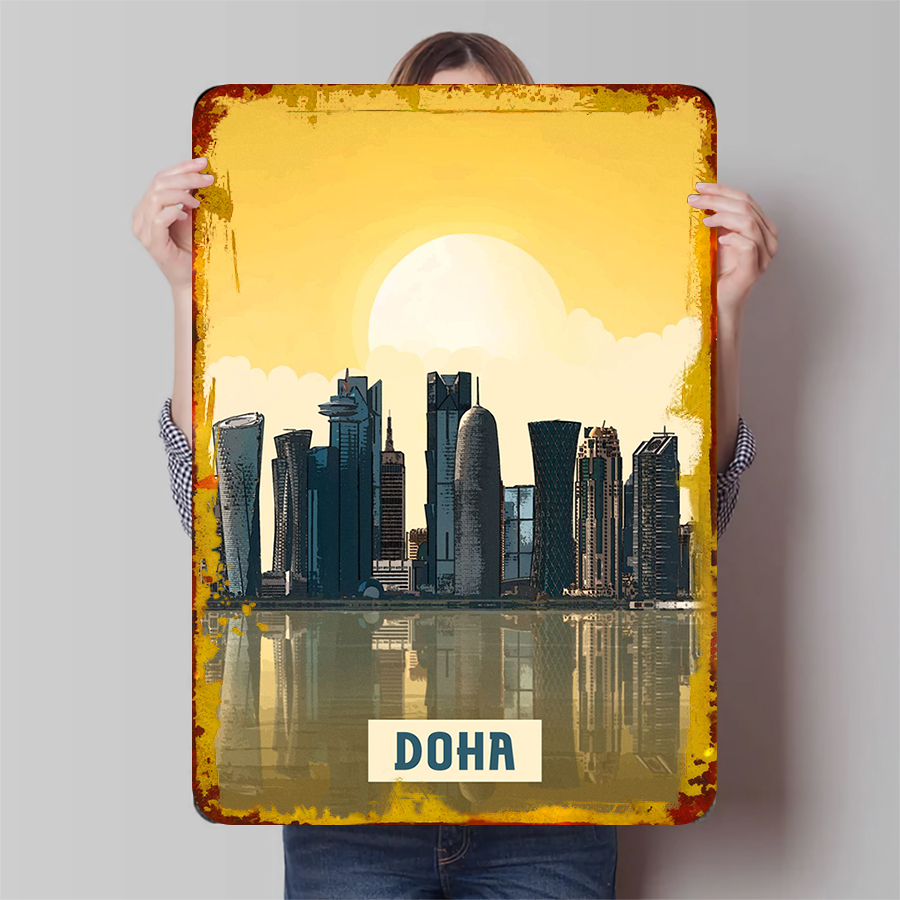 Doha Skyline Metal Wall Art Qa - Home Office Qatar avaliação e preço