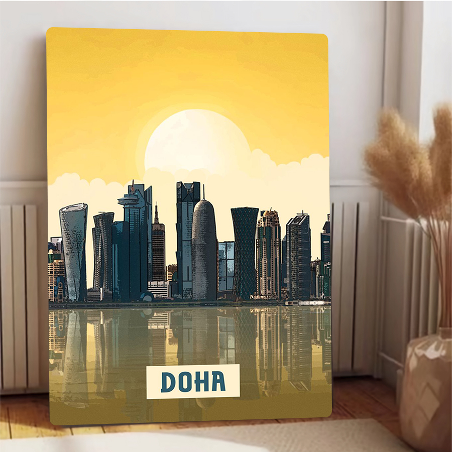 Doha Skyline Metal Wall Art Qa - Home Office Qatar avaliação e preço