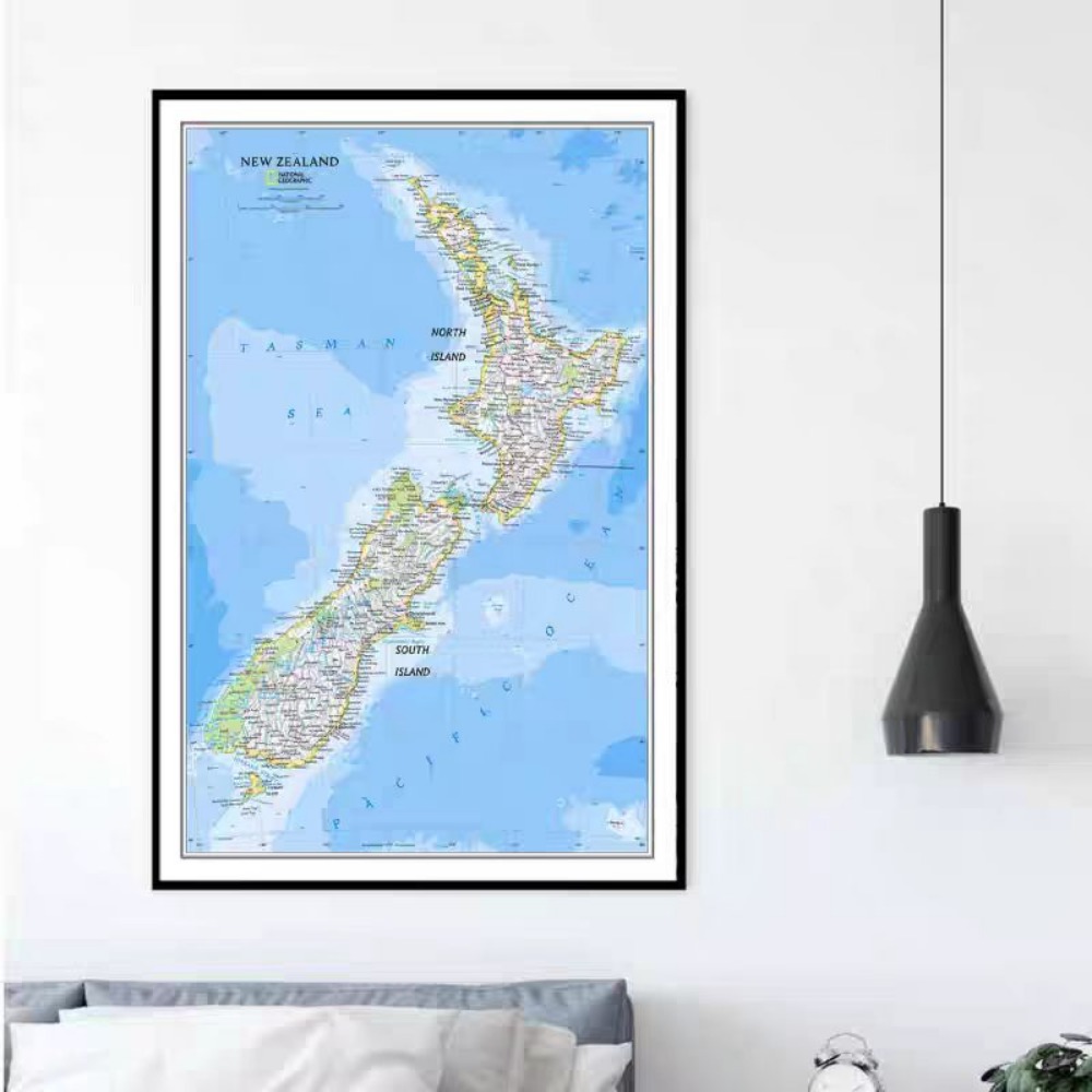 Grande Mapa da Nova Zelândia e - Home Office And Library avaliação e preço